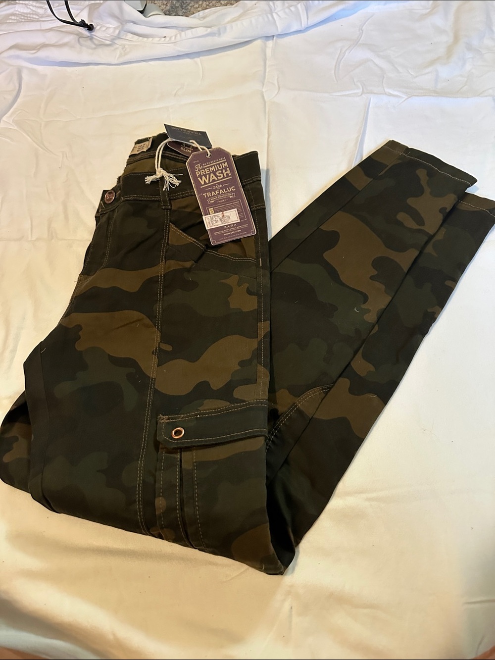 Zara Camouflage Cargo Pants - Olive Green & Brown